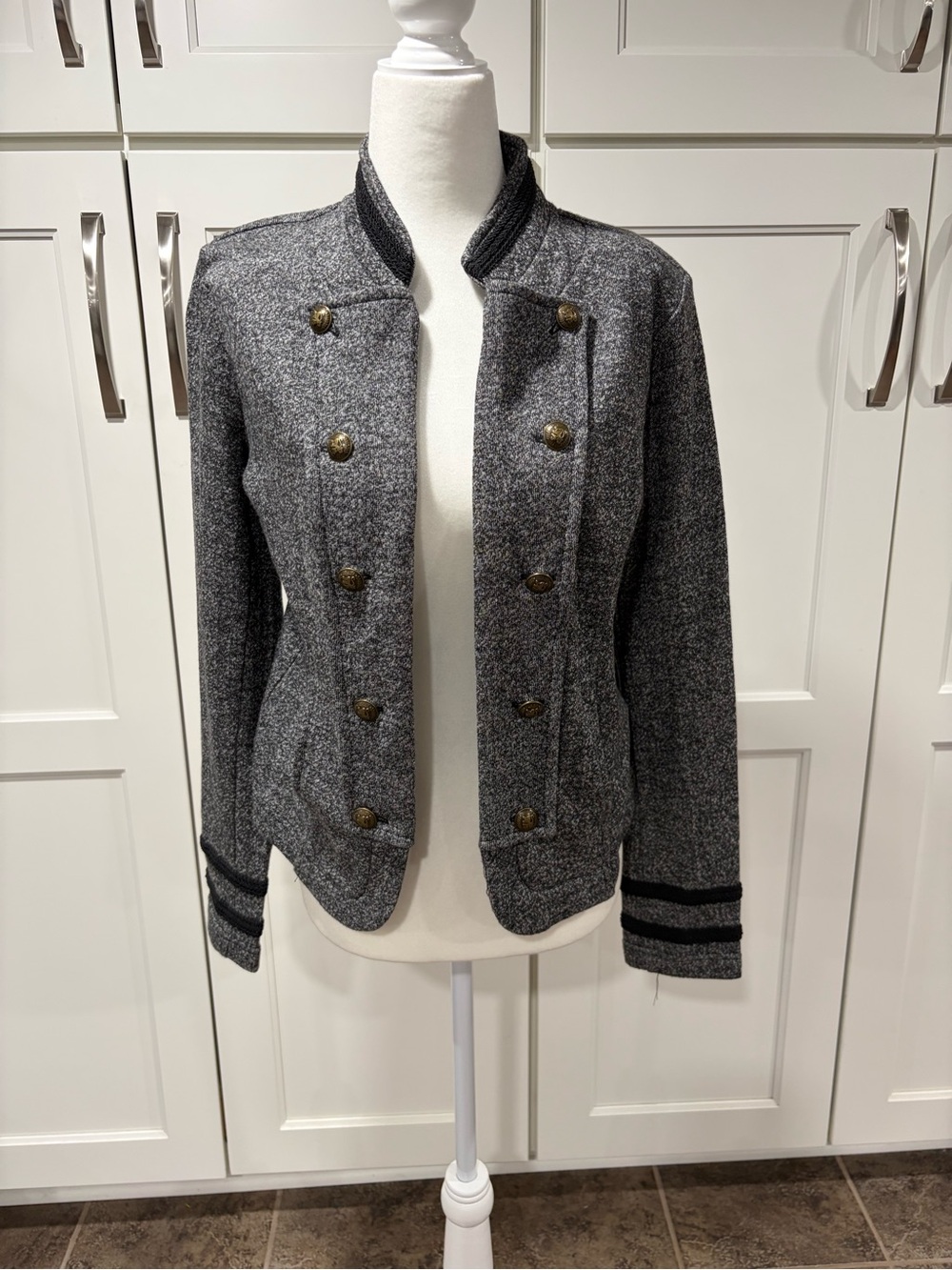 Tommy Hilfiger Gray Double-Breasted Military Blazer